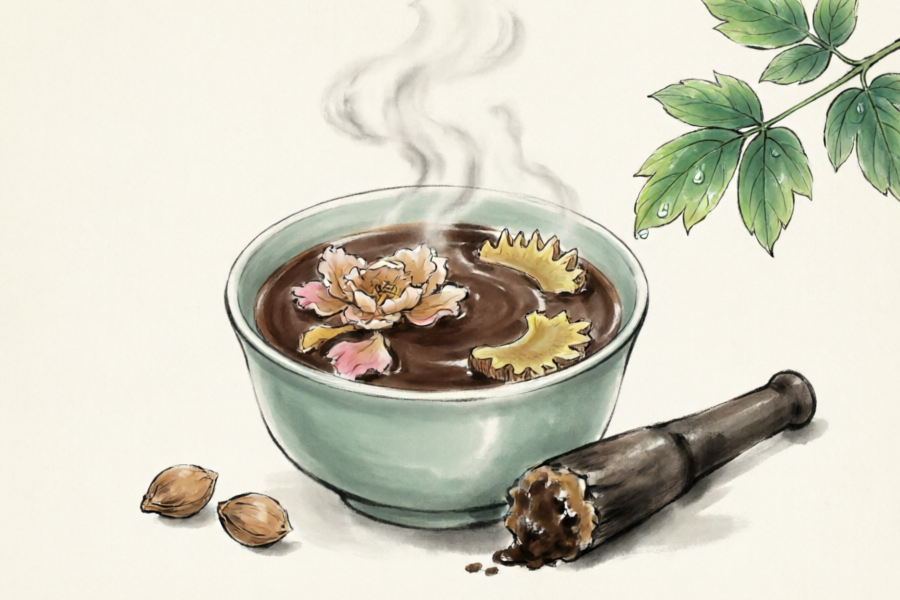 Zuppa di rabarbaro e peonia