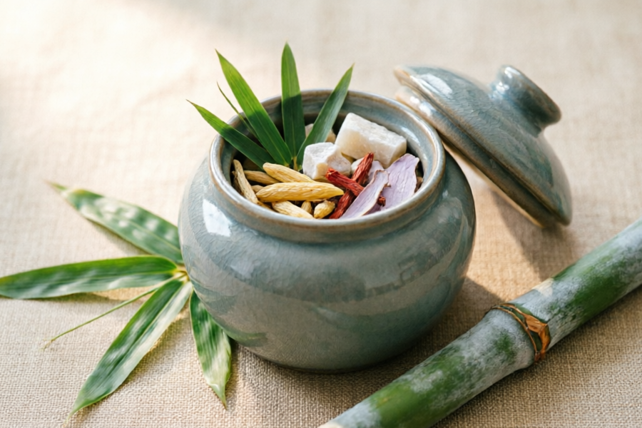 Soupe de gypse de feuilles de bambou