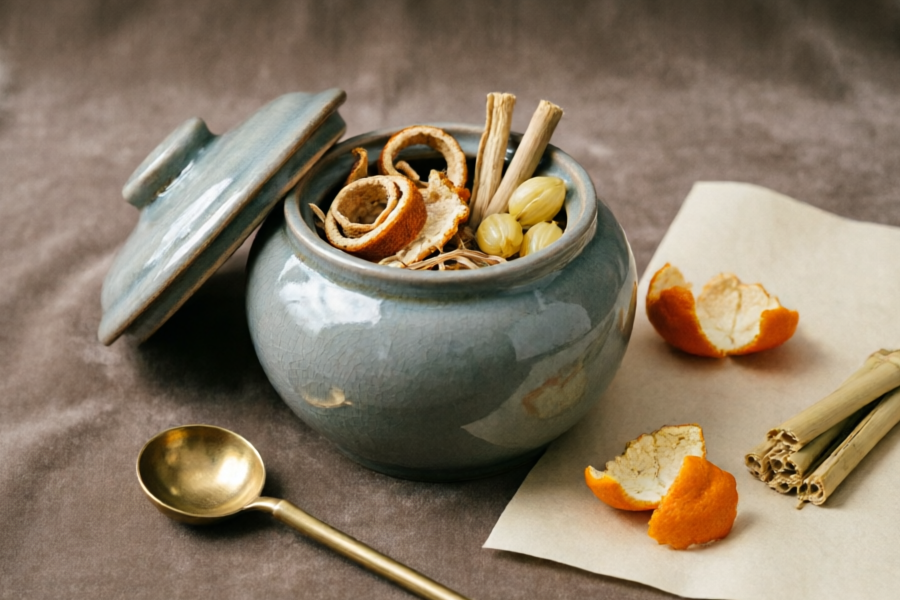 오렌지 껍질과 대나무 수프